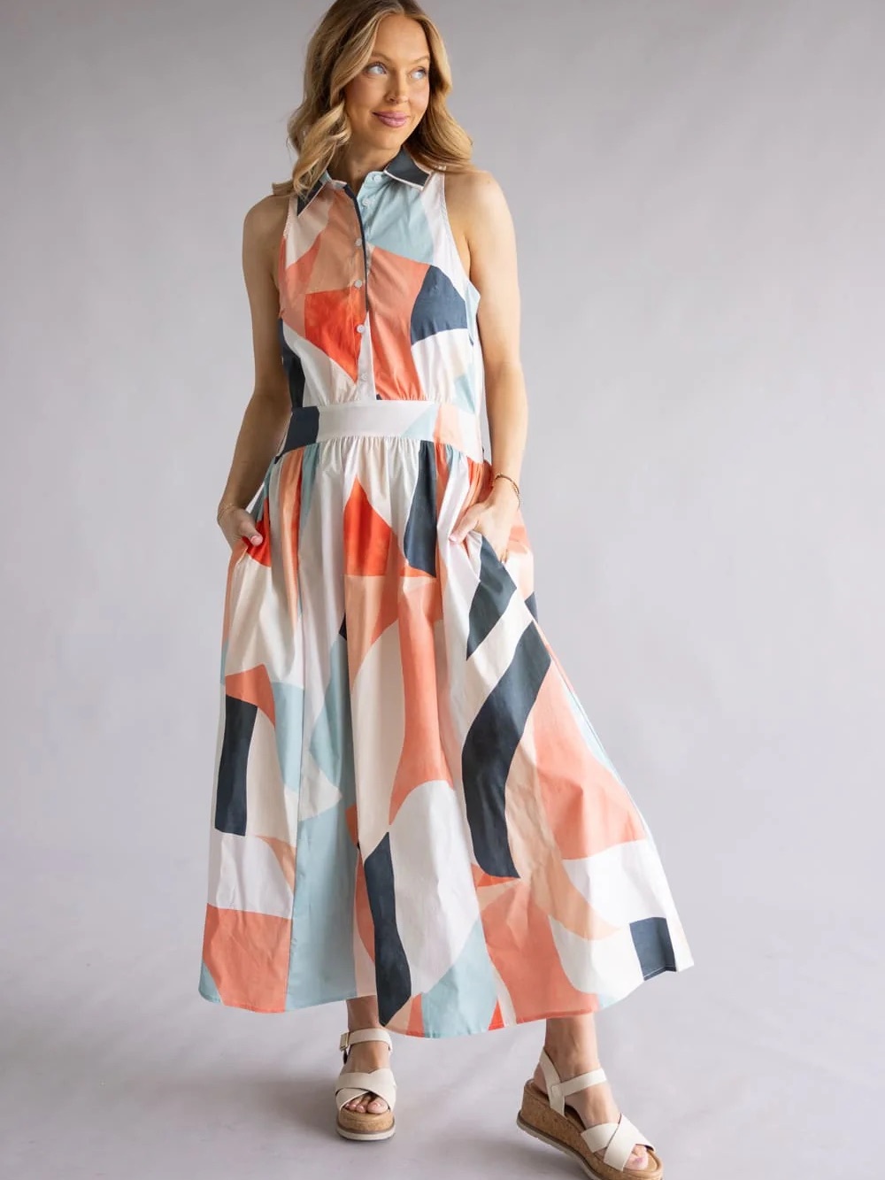 NWT Elan Prism Printed Maxi Dress for Women in Multi